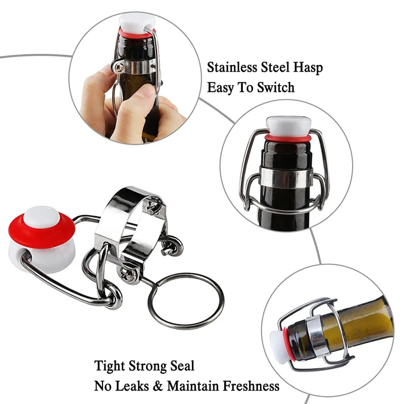 12Pcs Ez Cap Flip Top Stopper Root Beer Bottles Replacement Swing Tops Homebrew Brewing Wine Stopper