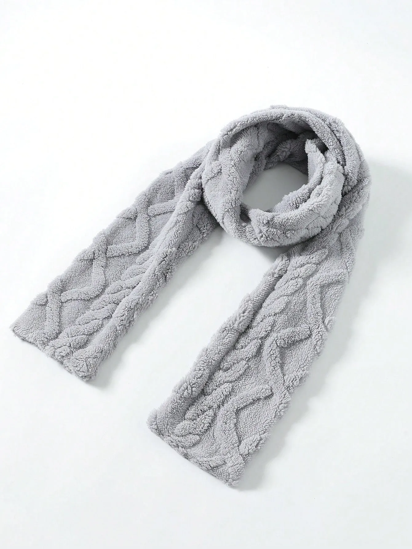 1pc Embossed Plush Scarf