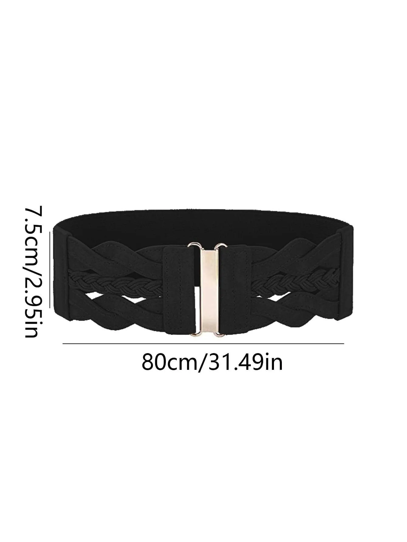 1pc Women Braided Detail Symmetrical Buckle Fashionable Elastic Belt For Dress Decoration