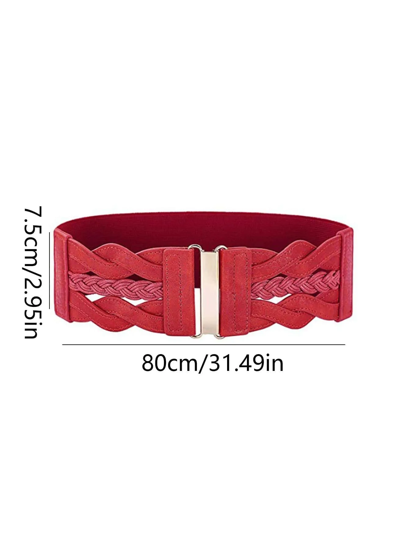 1pc Women Braided Detail Symmetrical Buckle Fashionable Elastic Belt For Dress Decoration