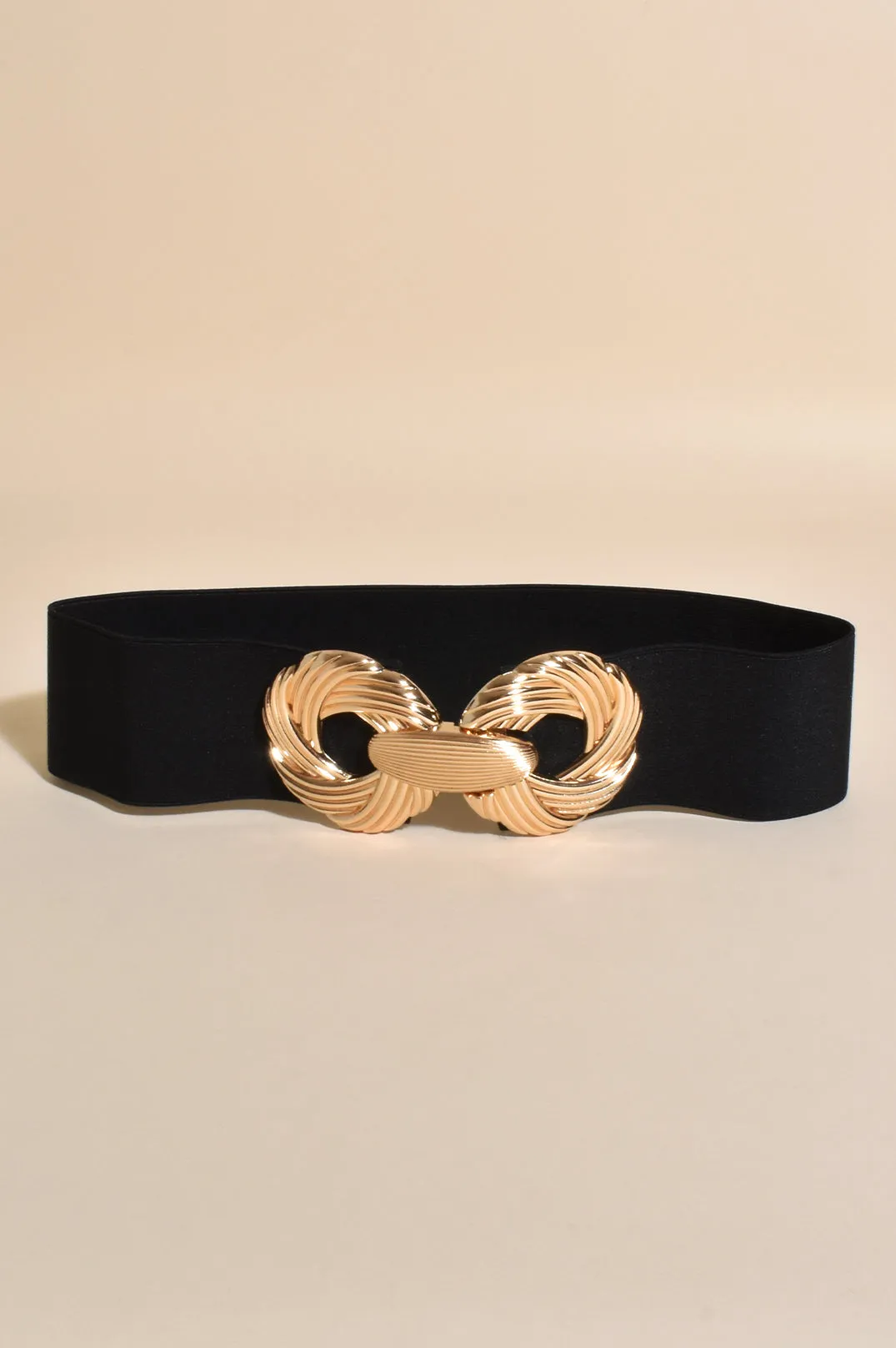 Adorne Knotted Hoop Stretch Belt - Black