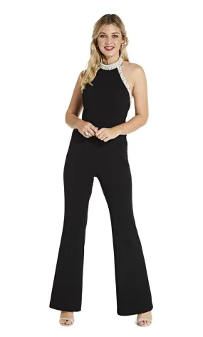 Adrianna Papell - AP1E204372 Pearl Beaded High Halter Jumpsuit