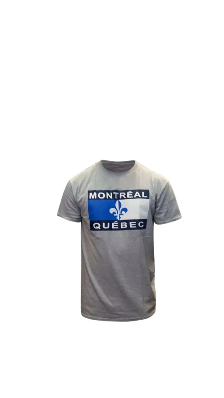 Adult Souvenir T shirt  Montreal Quebec flag