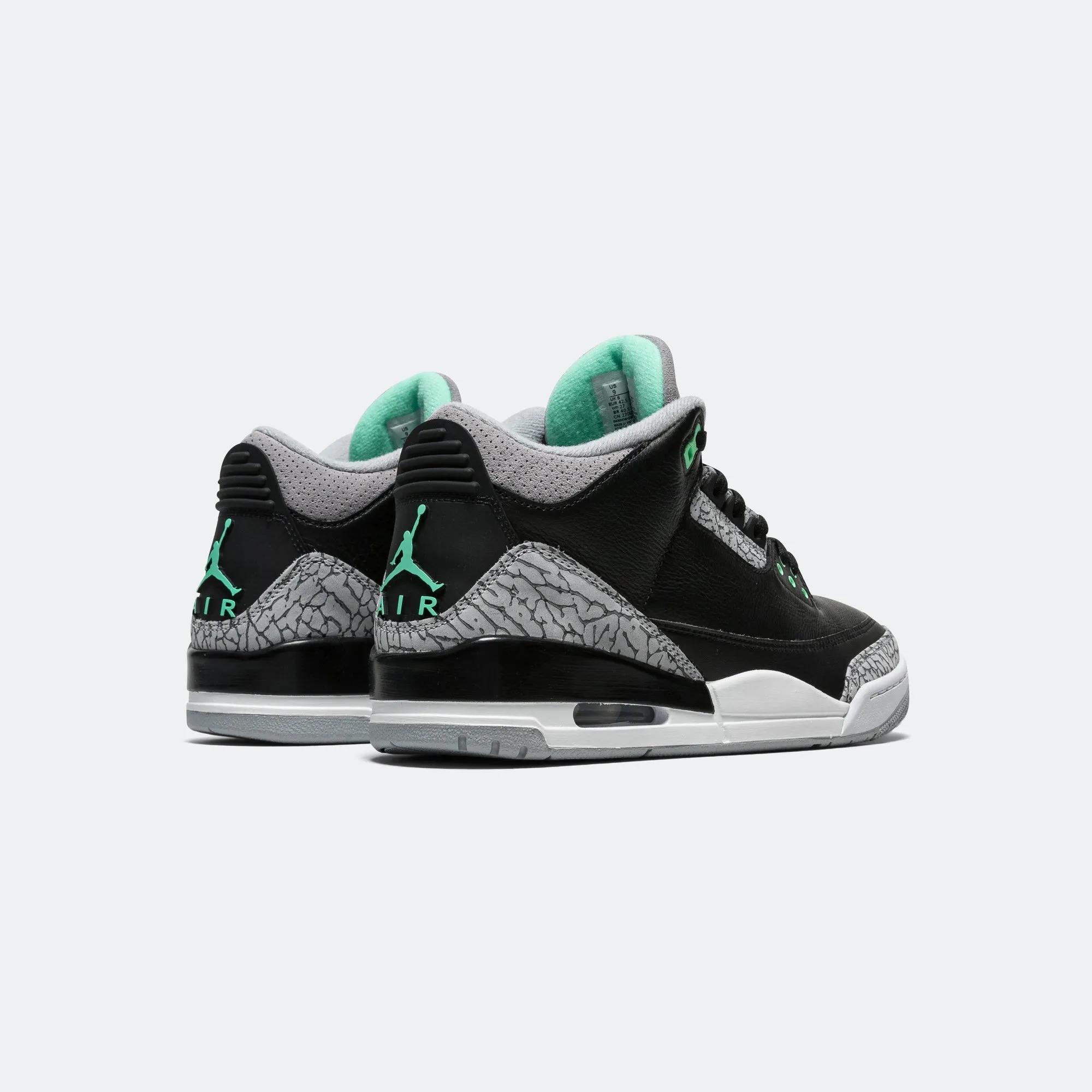 Air Jordan 3 Retro - Black/Green Glow-Wolf Grey-White