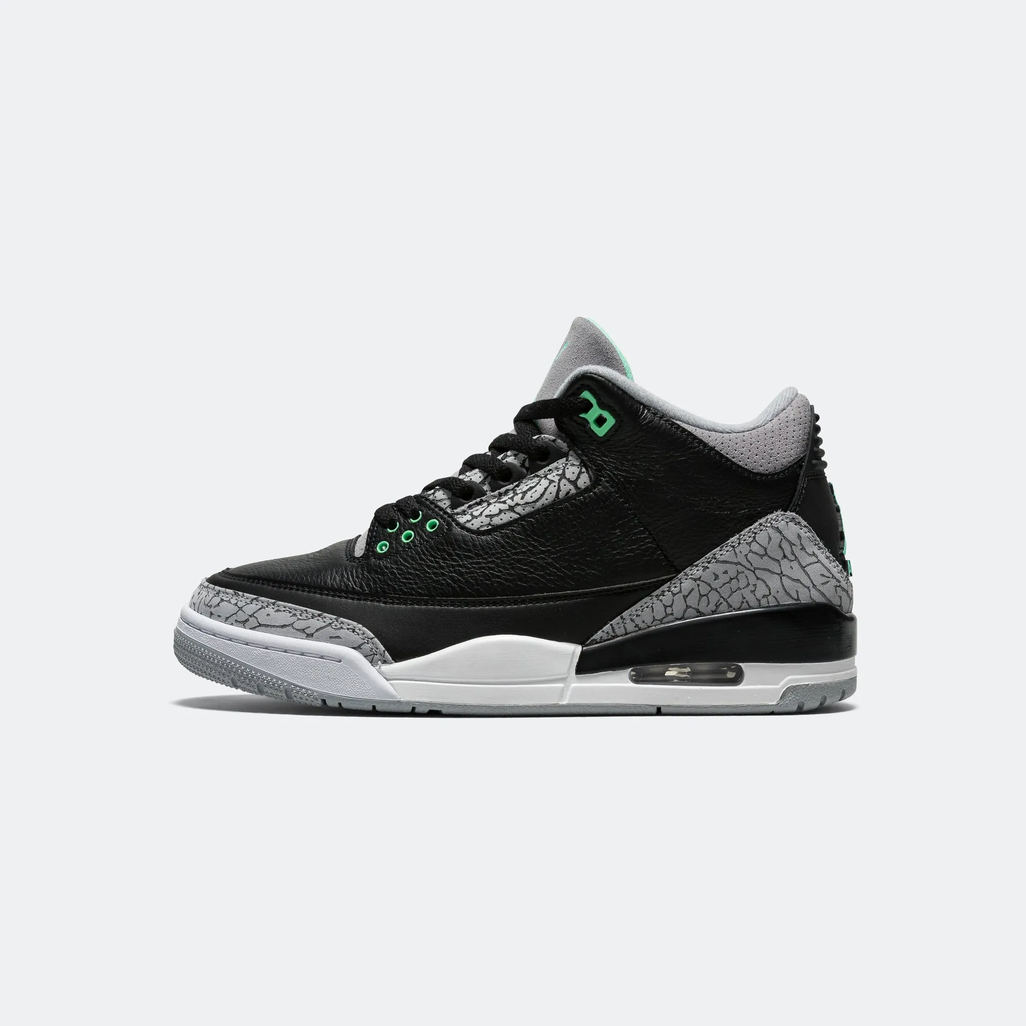 Air Jordan 3 Retro - Black/Green Glow-Wolf Grey-White