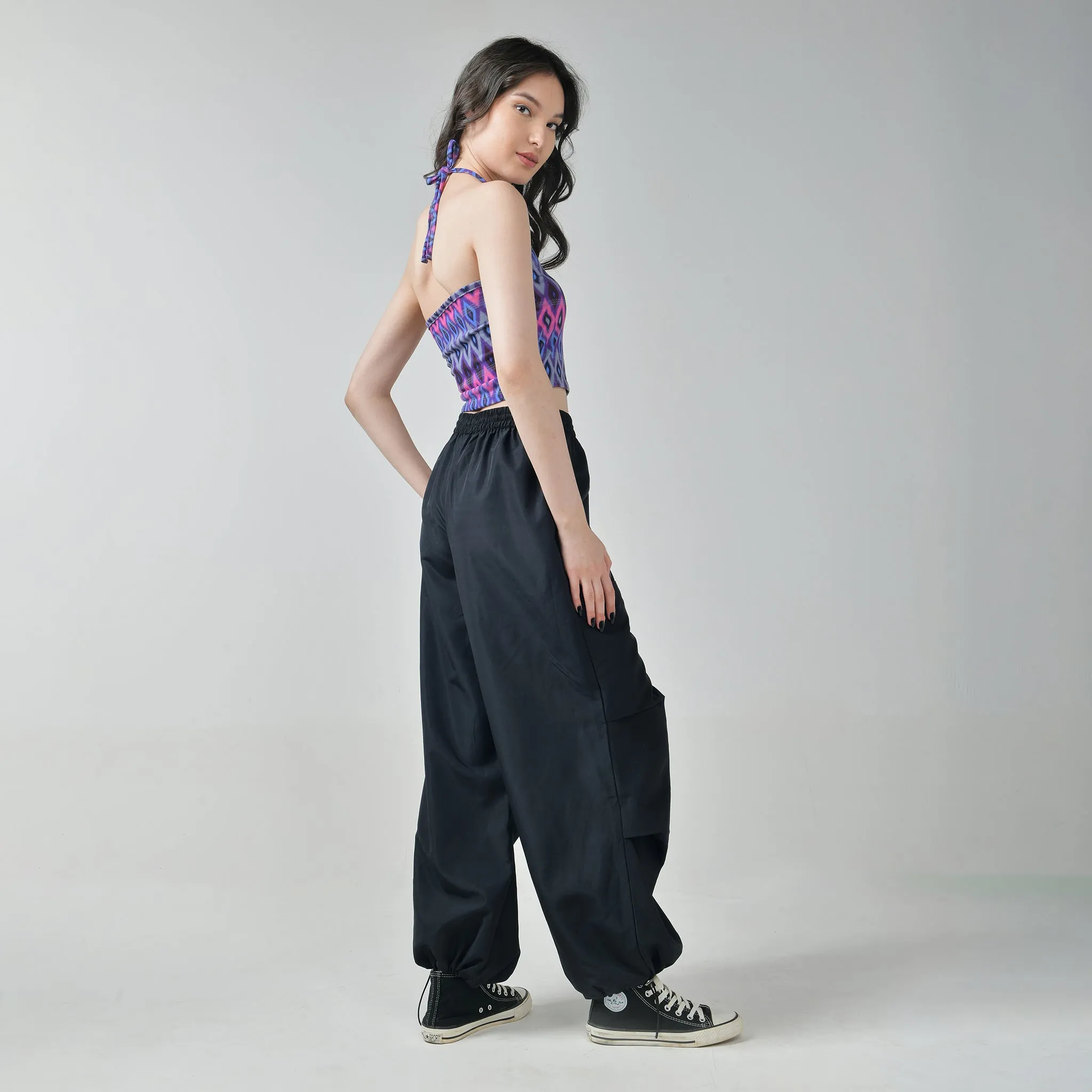 Black Tube Top and Black Air Parachute Pants