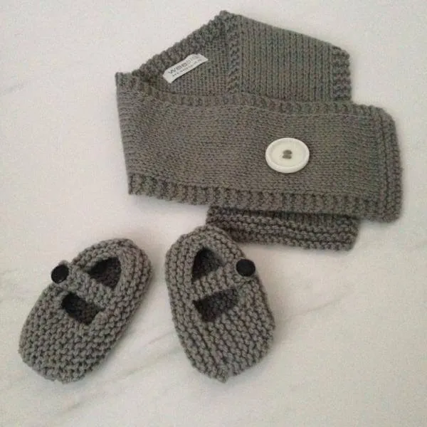 Button Scarf and Baby Mary Janes