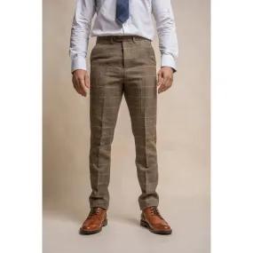 Cavani Albert Men's Brown Tweed Check Trousers