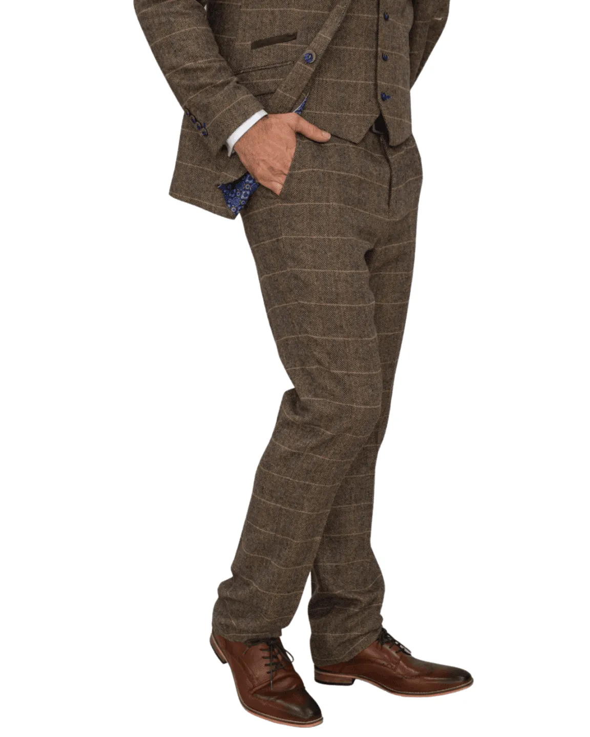 Cavani Albert Men's Brown Tweed Check Trousers