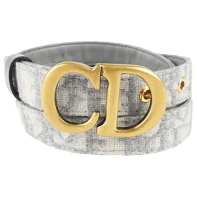 Christian Dior Grey Oblique Jacquard Canvas CD Logo Thin Belt