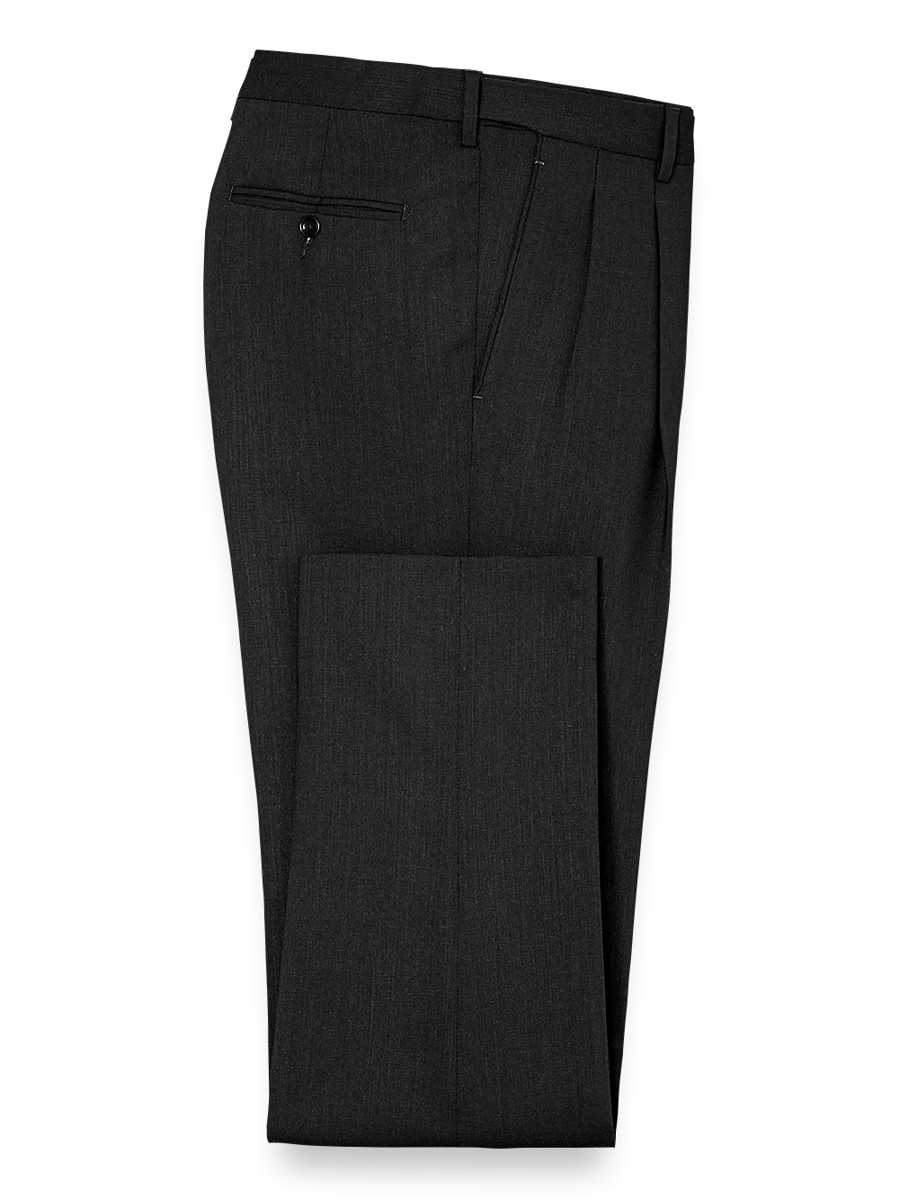 Classic Fit Essential Wool Pleated Suit Pants - Black