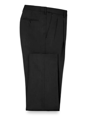 Classic Fit Essential Wool Pleated Suit Pants - Black