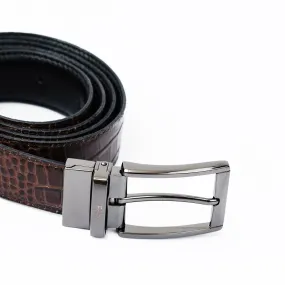 Crocodile Patterned Reversible Belt