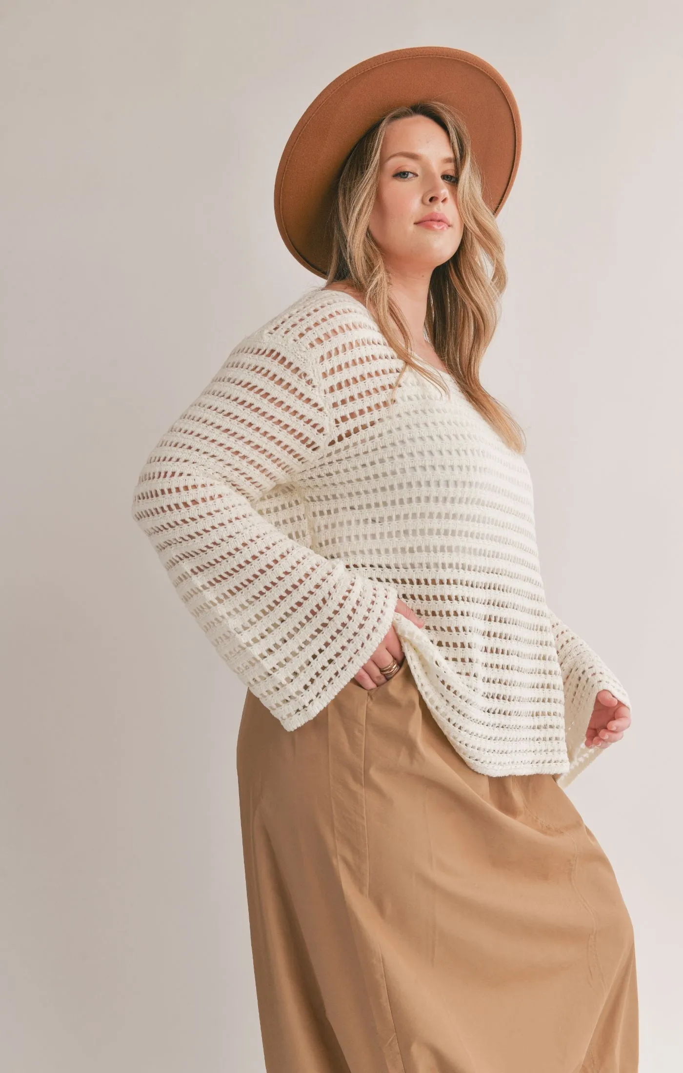 Curvy Carlita Open Knit Sweater