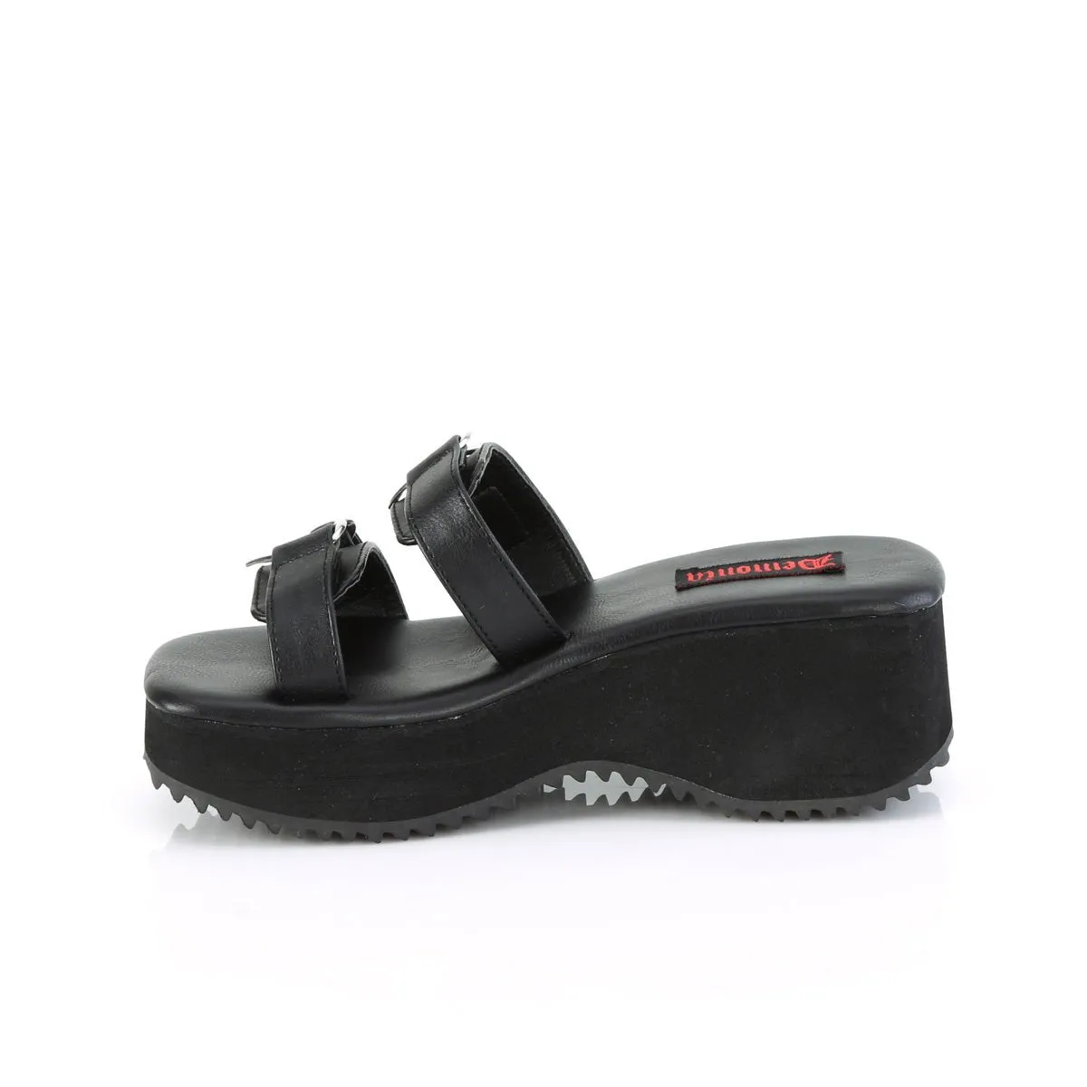 Demonia FLIP-12 | Black Vegan Leather Sandals