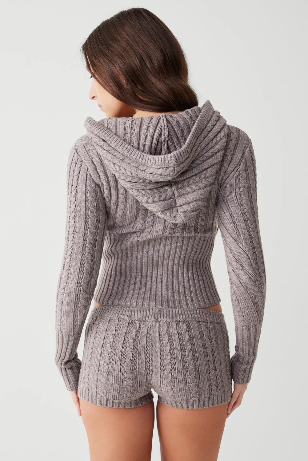 Evermore Cable Cloud Knit Micro Short - Dark Pearl