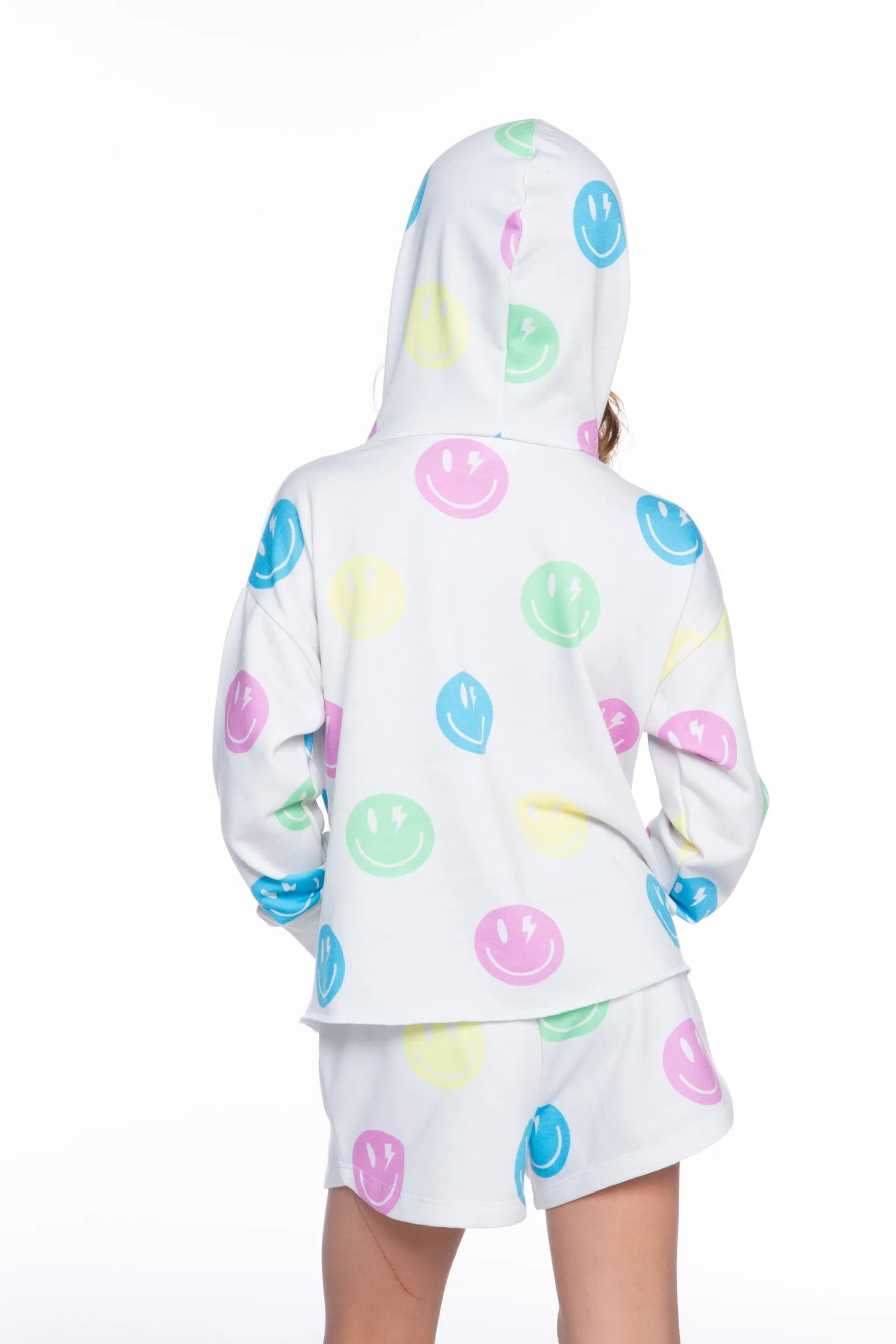 French Terry Easy Hoodie - Ivory Multi Smile