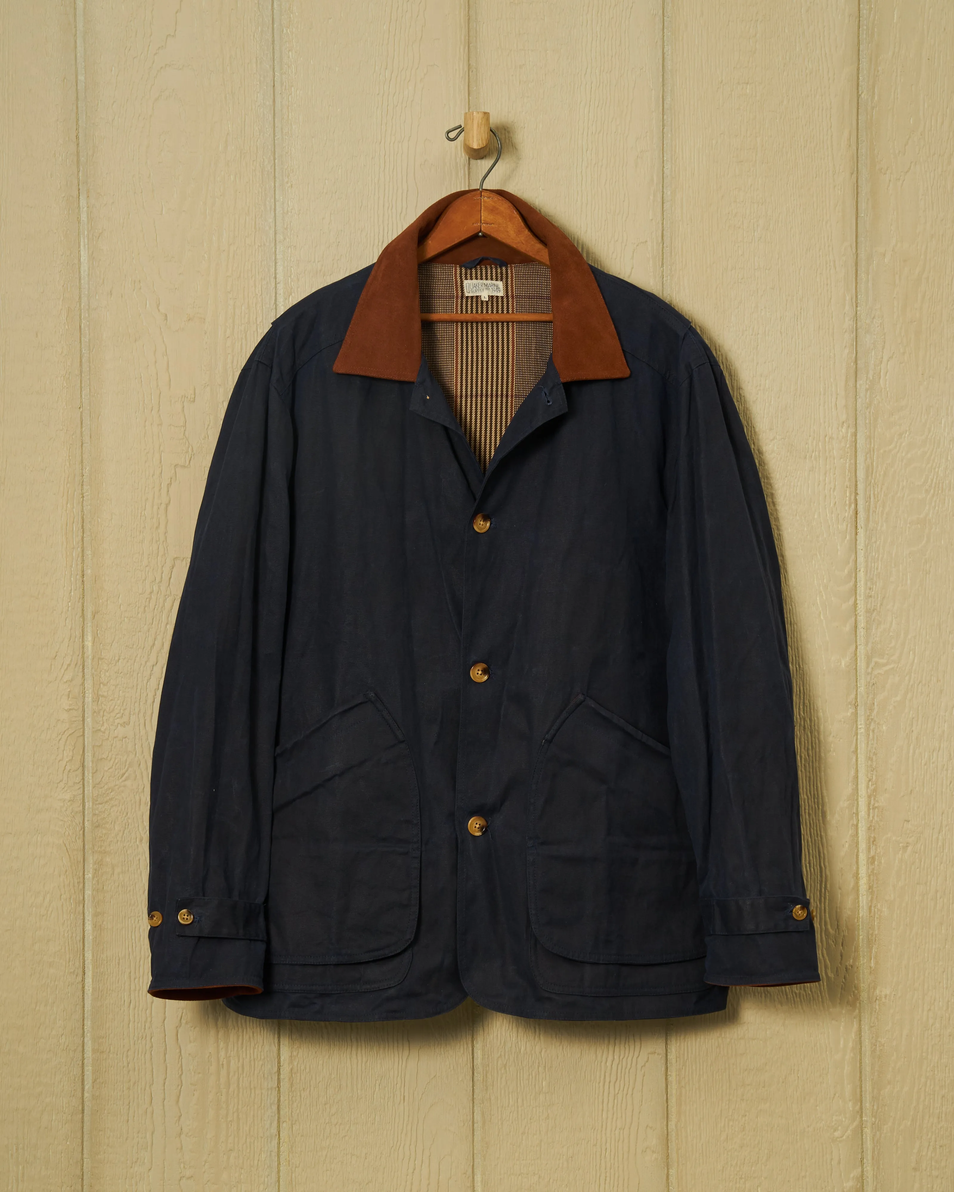 Gamekeeper Jacket in Navy Waxed Canvas