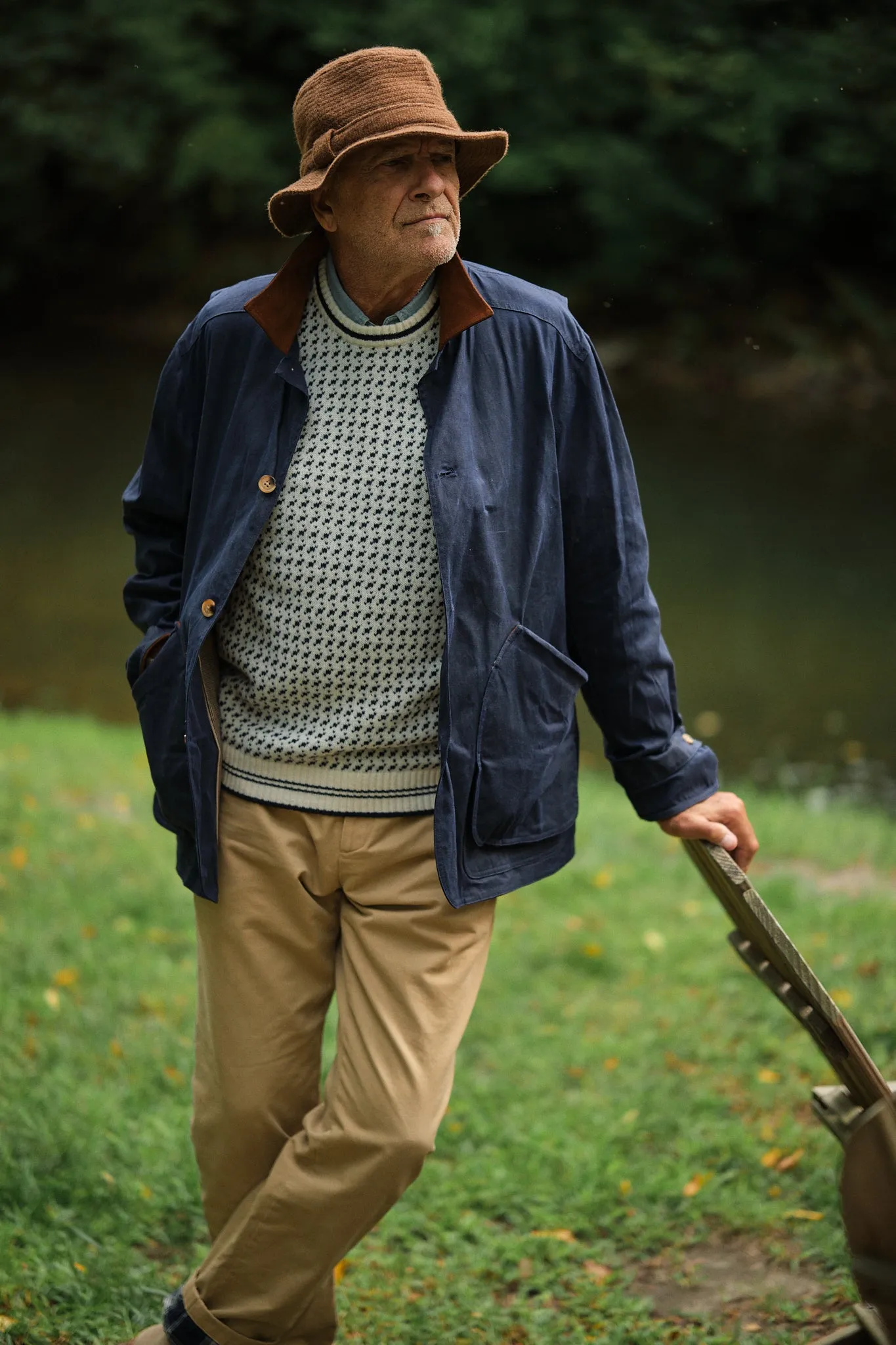 Gamekeeper Jacket in Navy Waxed Canvas