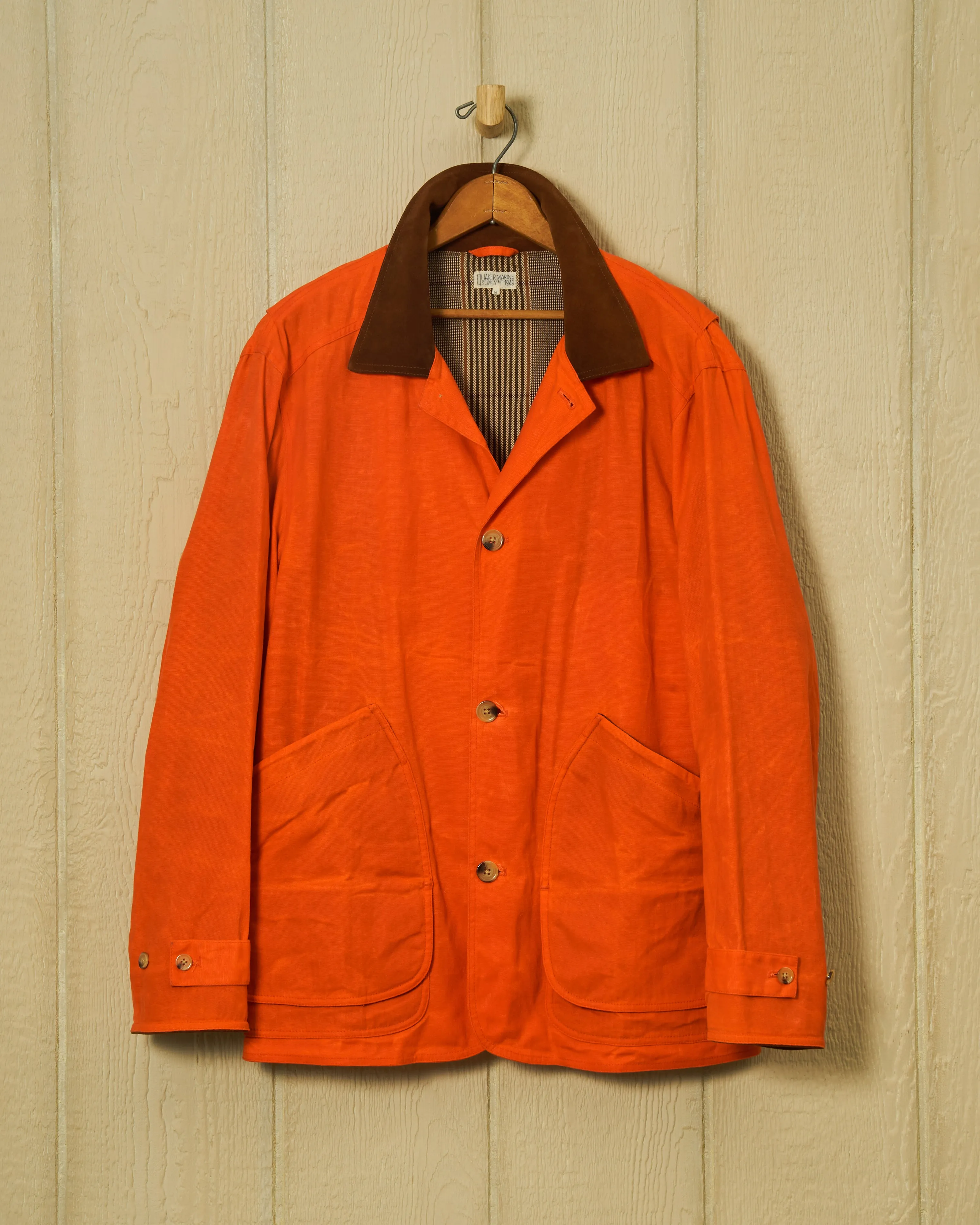 Gamekeeper Jacket in Signal Orange Waxed Canvas