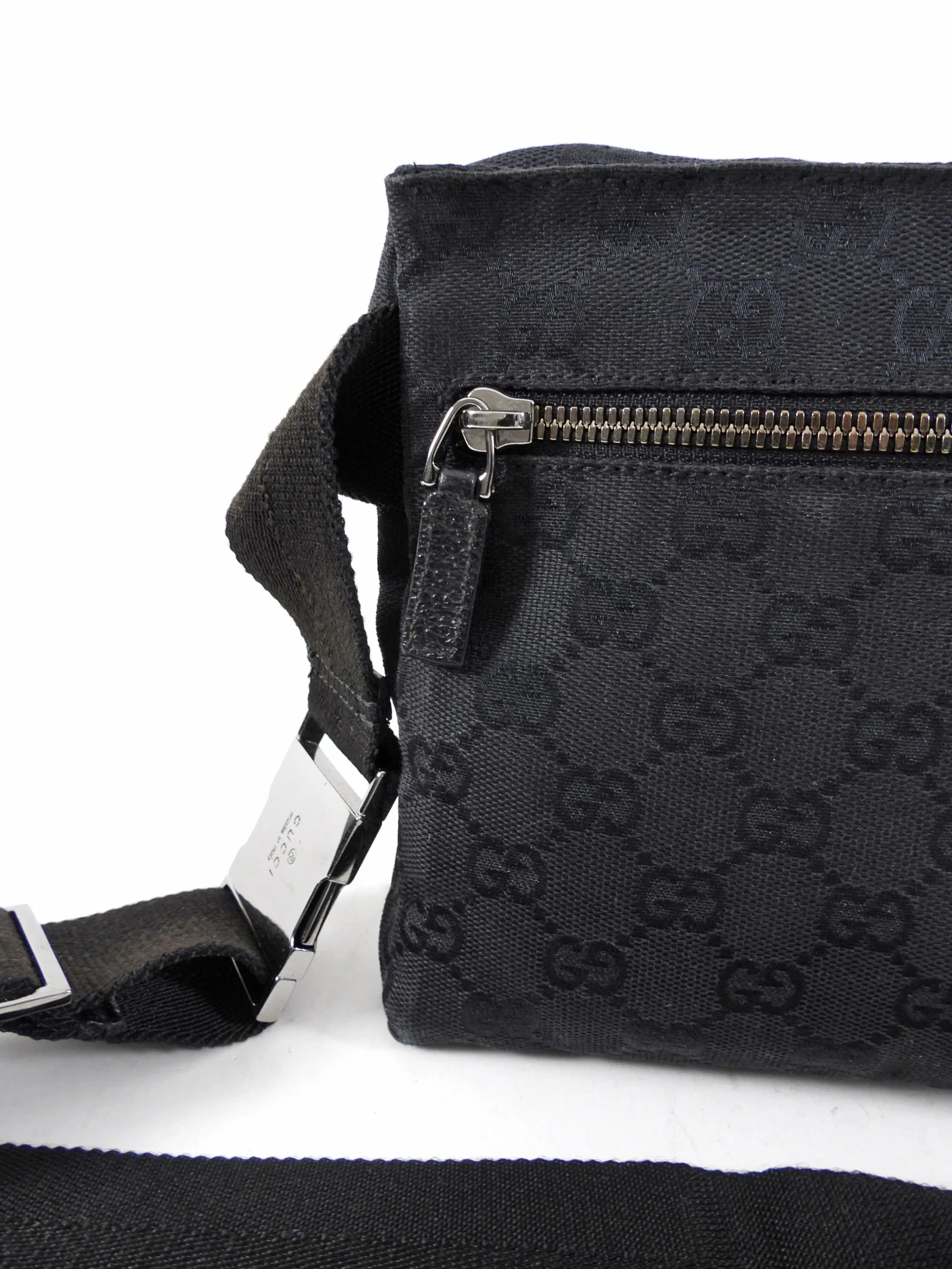 Gucci Monogram Canvas Black Double Belt Bag