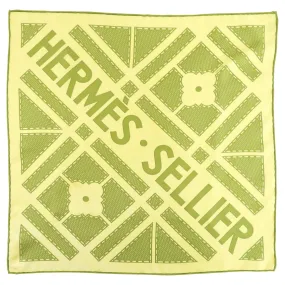 Hermes Lime Green 45cm Silk Sellier Logo Scarf