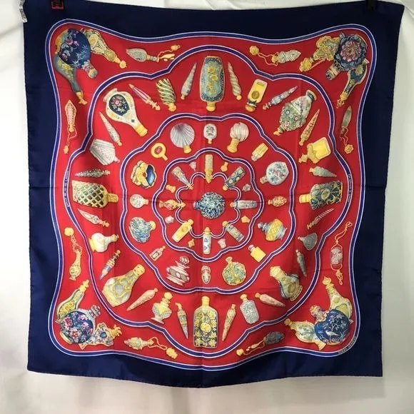 Hermes VintagePerfume Bottle Print Scarf