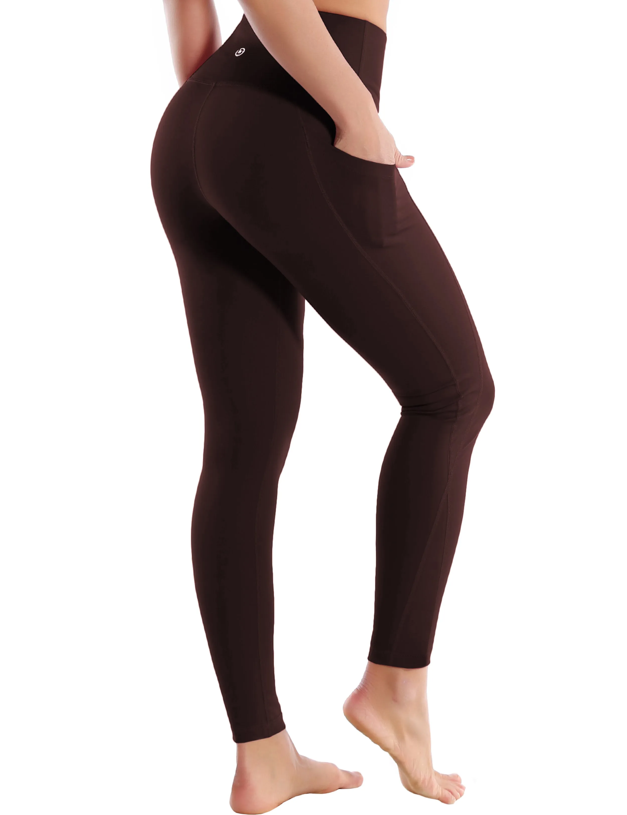 High Waist Side Pockets Yoga Pants mahoganymaroon