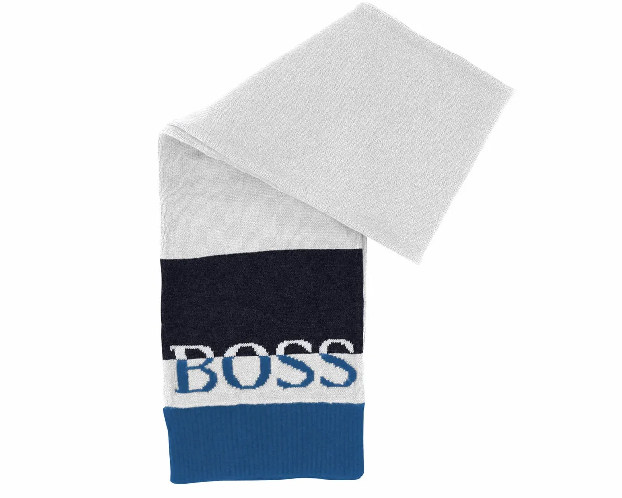 Hugo Boss J01094 849 Cotton Logo Scarf Navy Grey