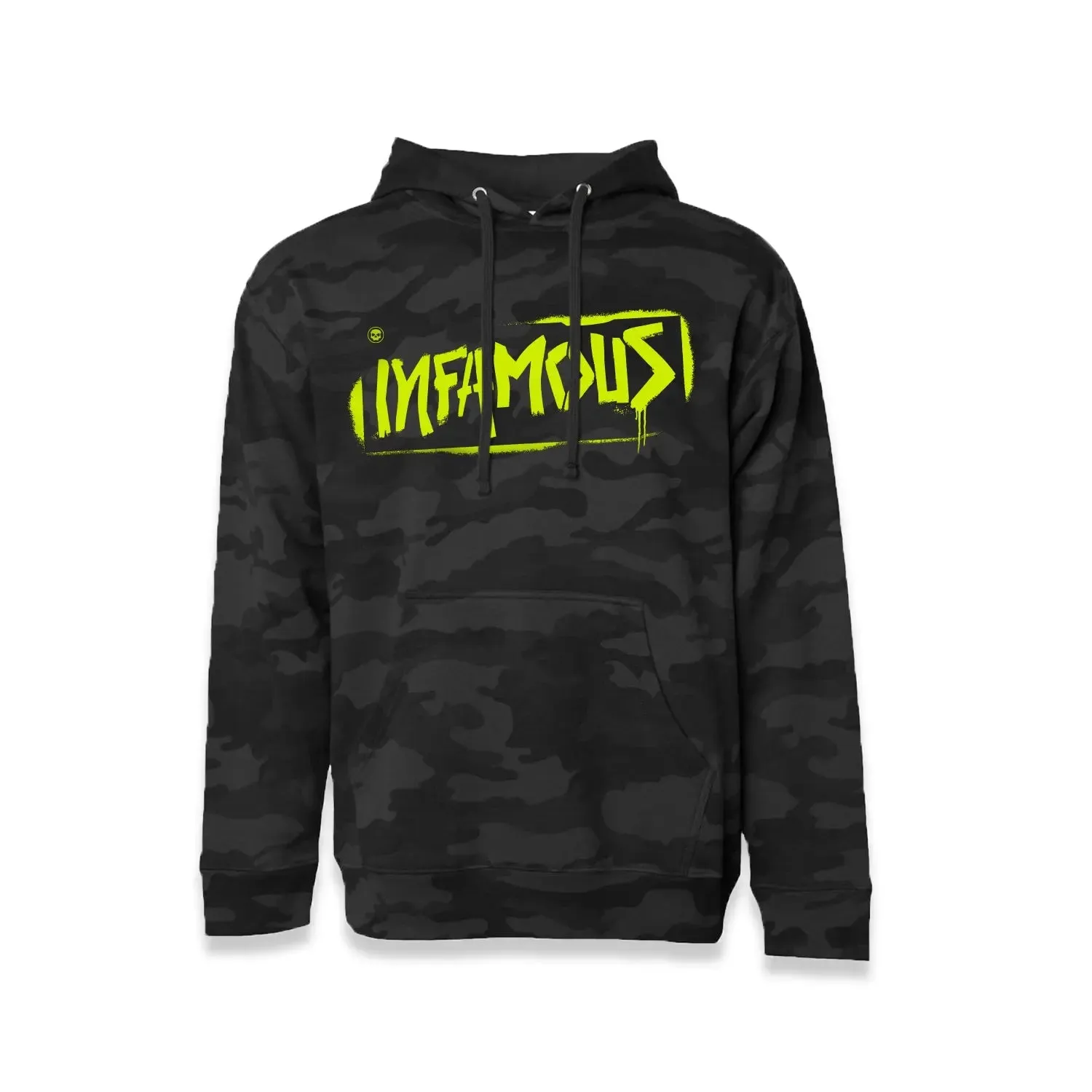 Infamous Hoodie - Black Camo Spray Logo