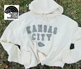 Kansas City Neutral Leopard Cropped Hoodie