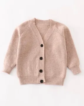 Kids tan button cardigan