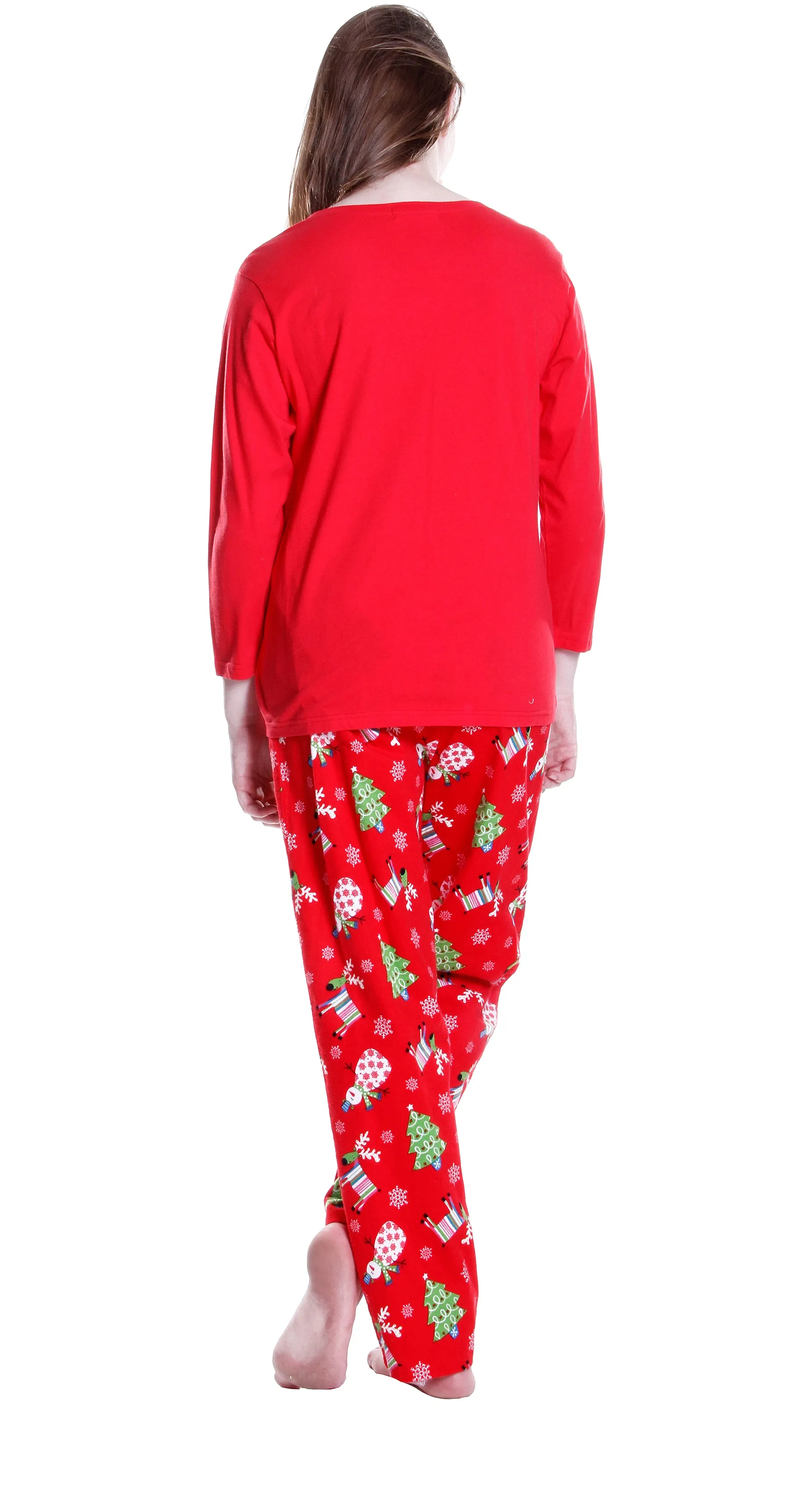 La Cera Holiday Pattern Flannel Pajama Set