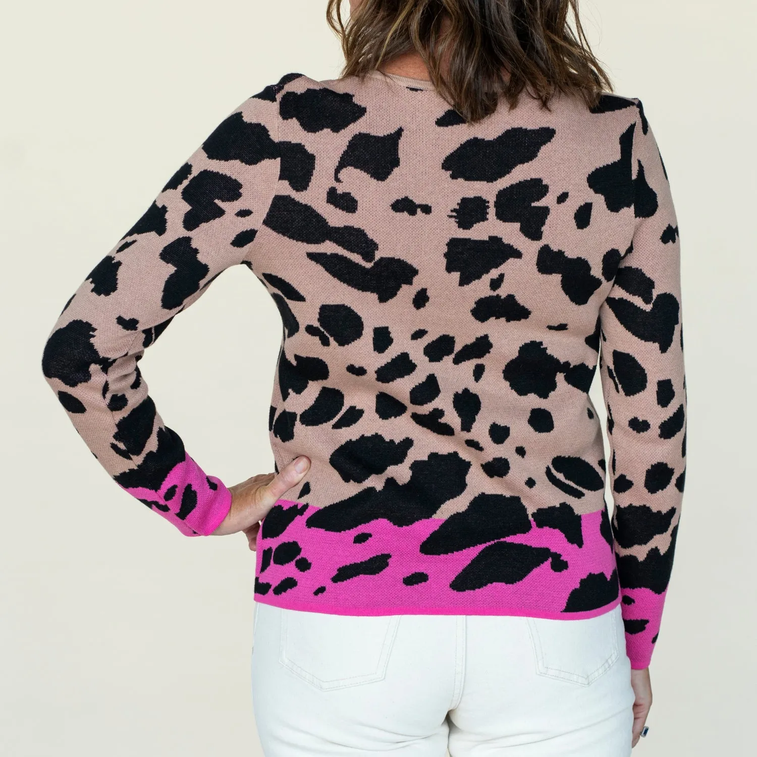 Leopard Sweater Pink Hem