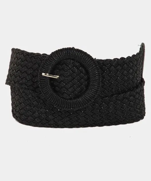 Monotone Buckle Braided Belt - Black