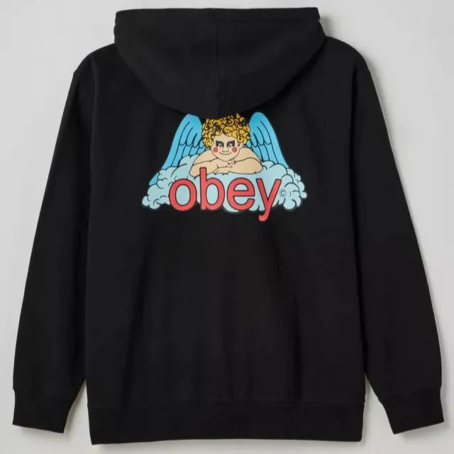 OBEY Heaven Angel Full Zip Hoodie Sweatshirt - Black