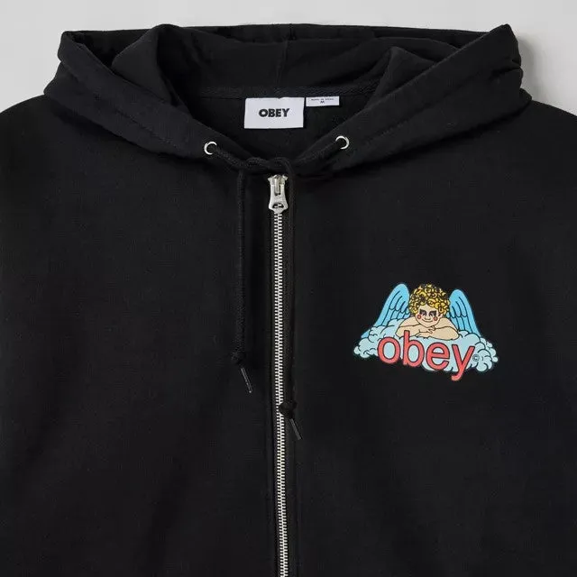 OBEY Heaven Angel Full Zip Hoodie Sweatshirt - Black