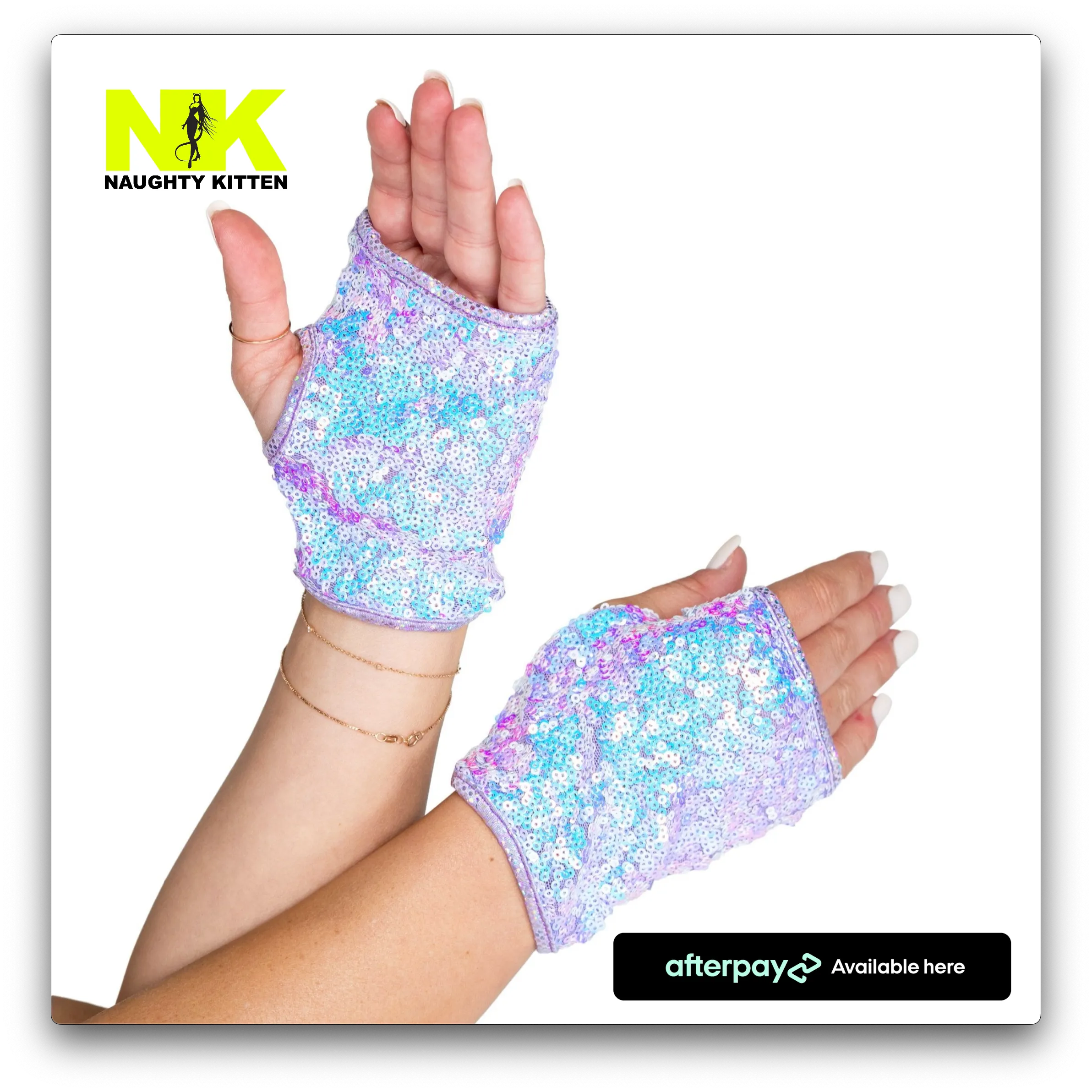 Open Finger Sequin Gloves