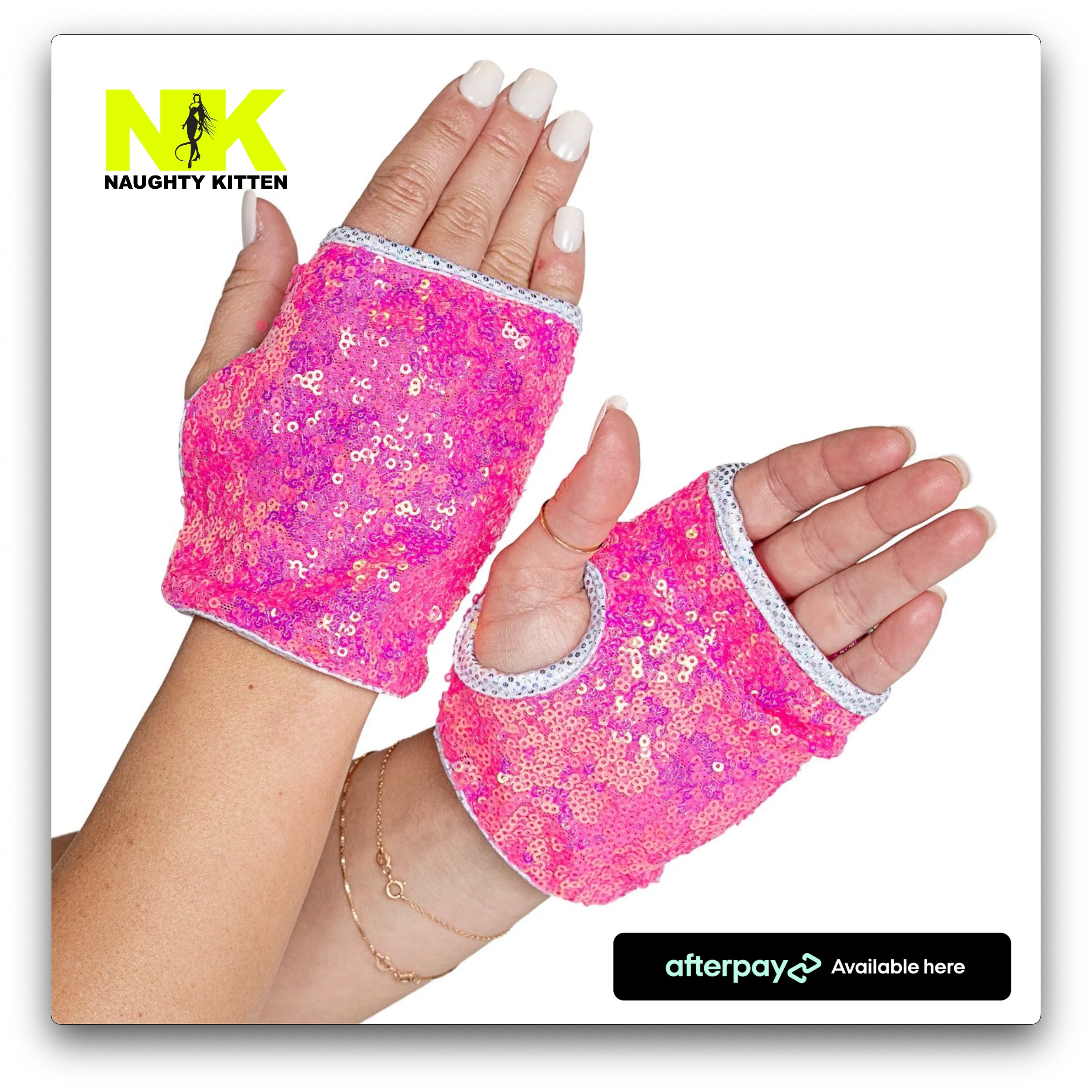 Open Finger Sequin Gloves