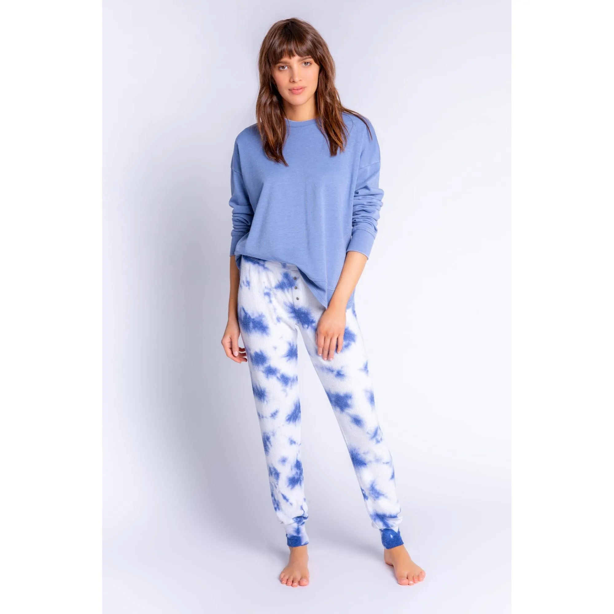 PJ Salvage Women's Blue Tie Dye Jammie Pants - DENIM