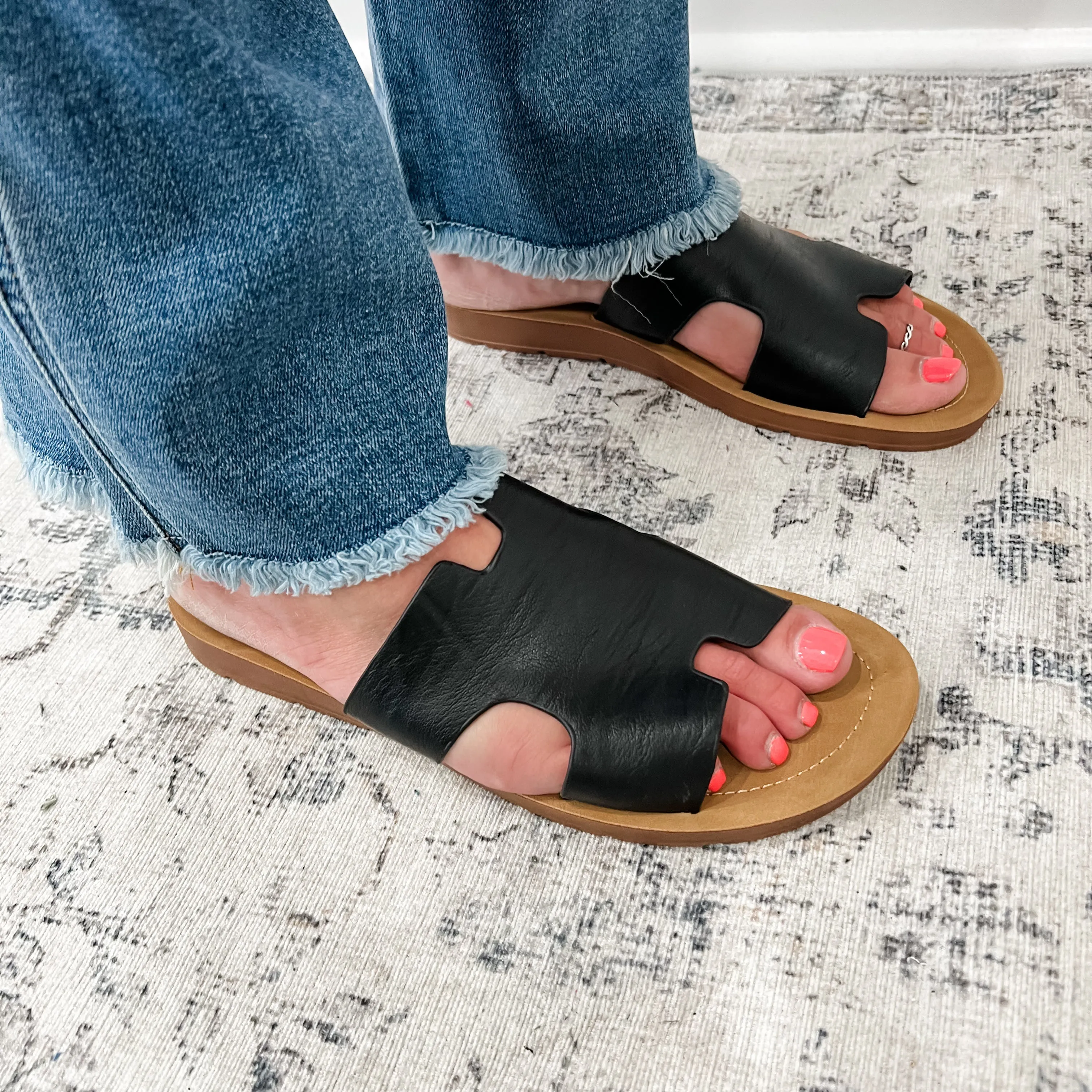 "Bogalusa" Slip on Sandal (Black Smooth)