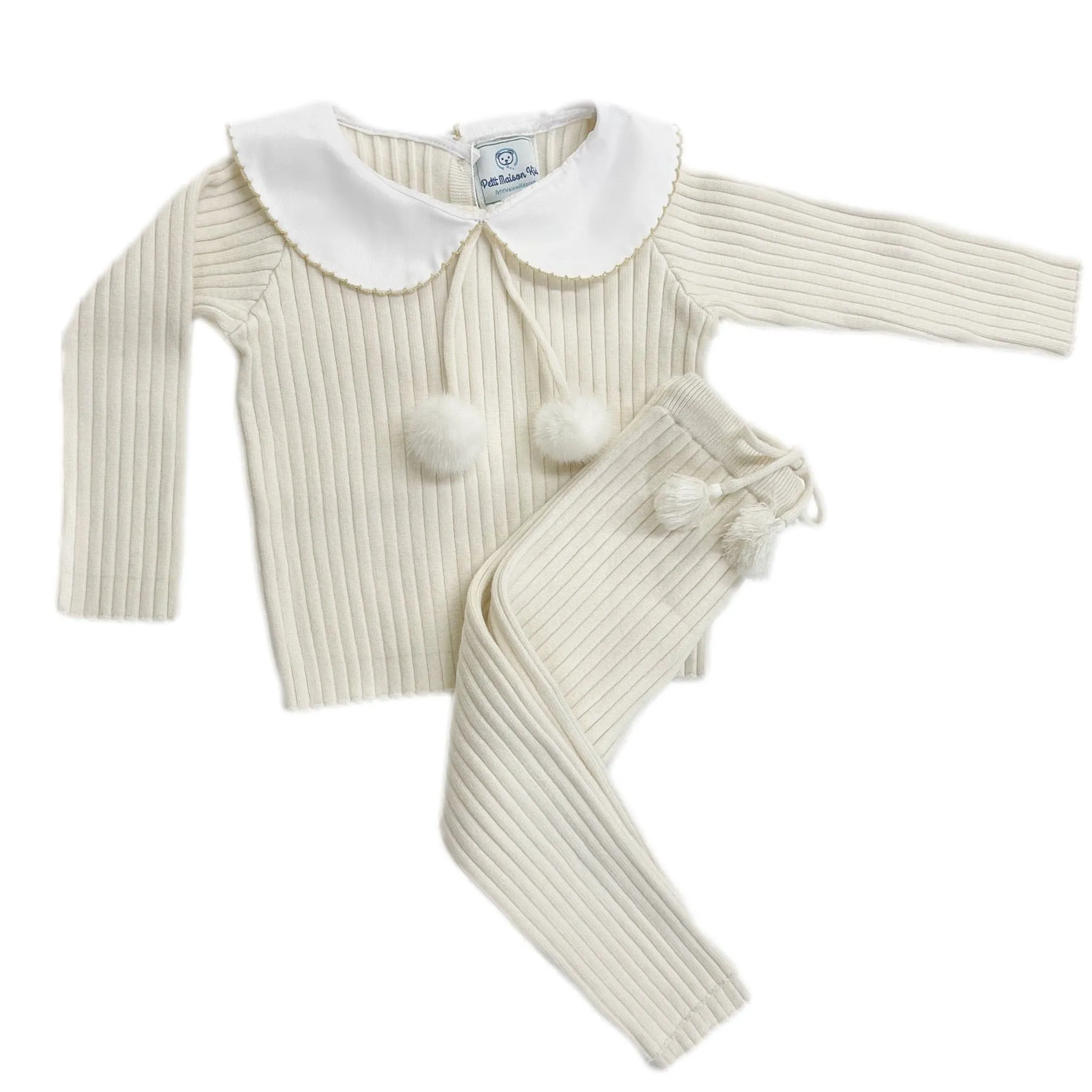 Ruby Ribbed Angora Cream Two Piece Set