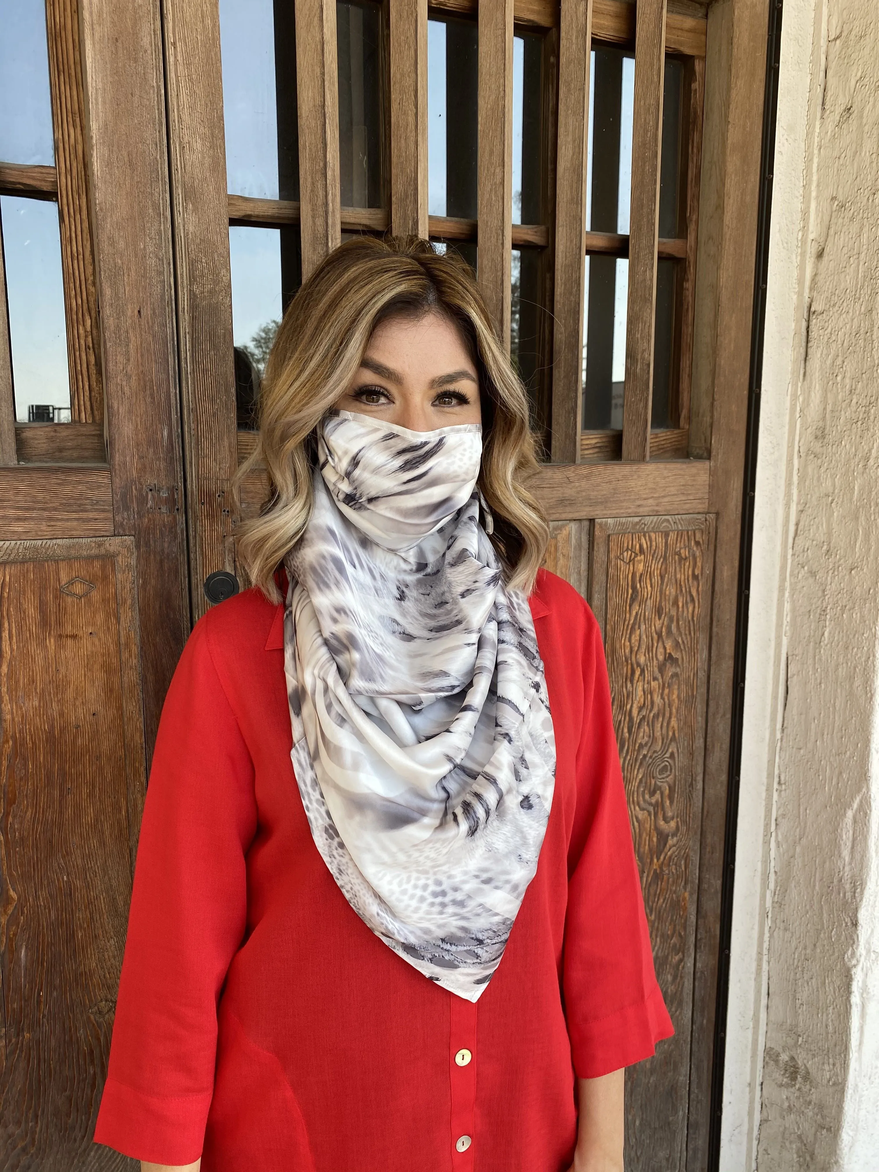 Silks by Fridaze Premium Face Masks Scarf - Brown Animal