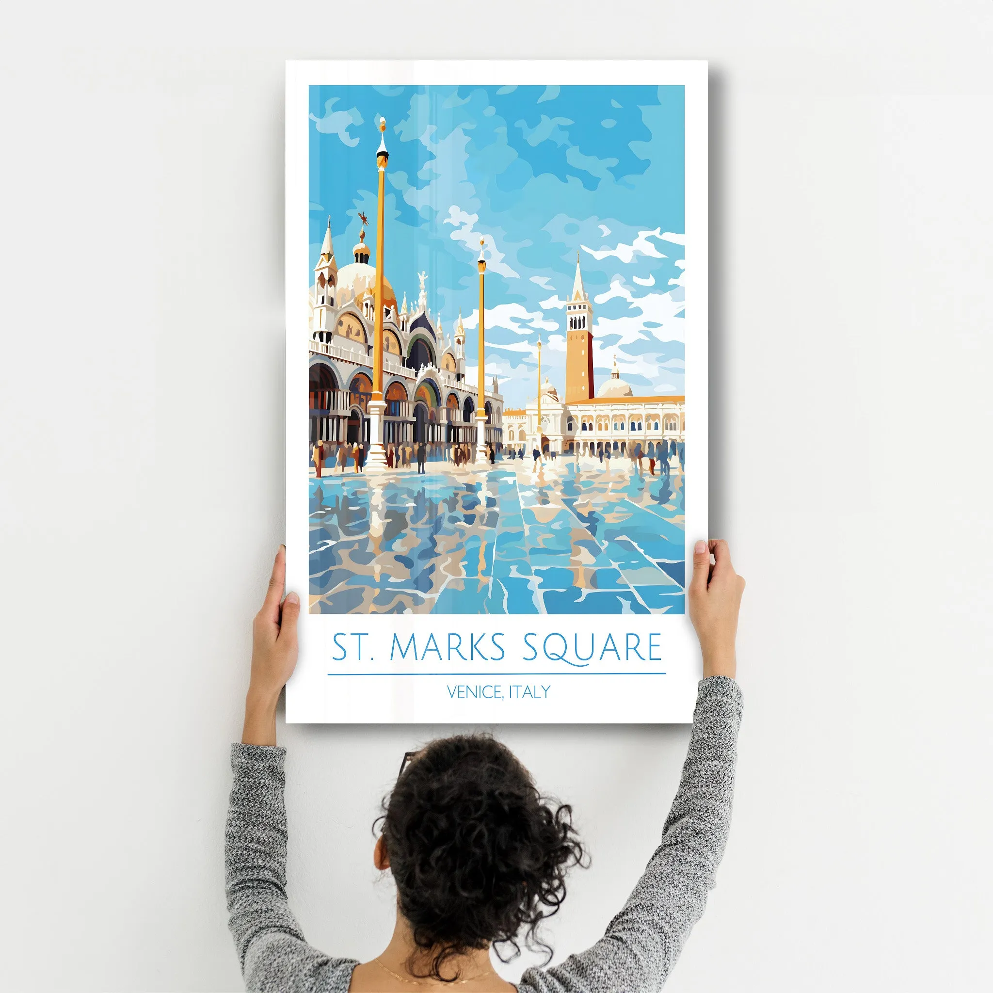 St. Marks Sqaure-Venice Italy-Travel Posters | Glass Wall Art