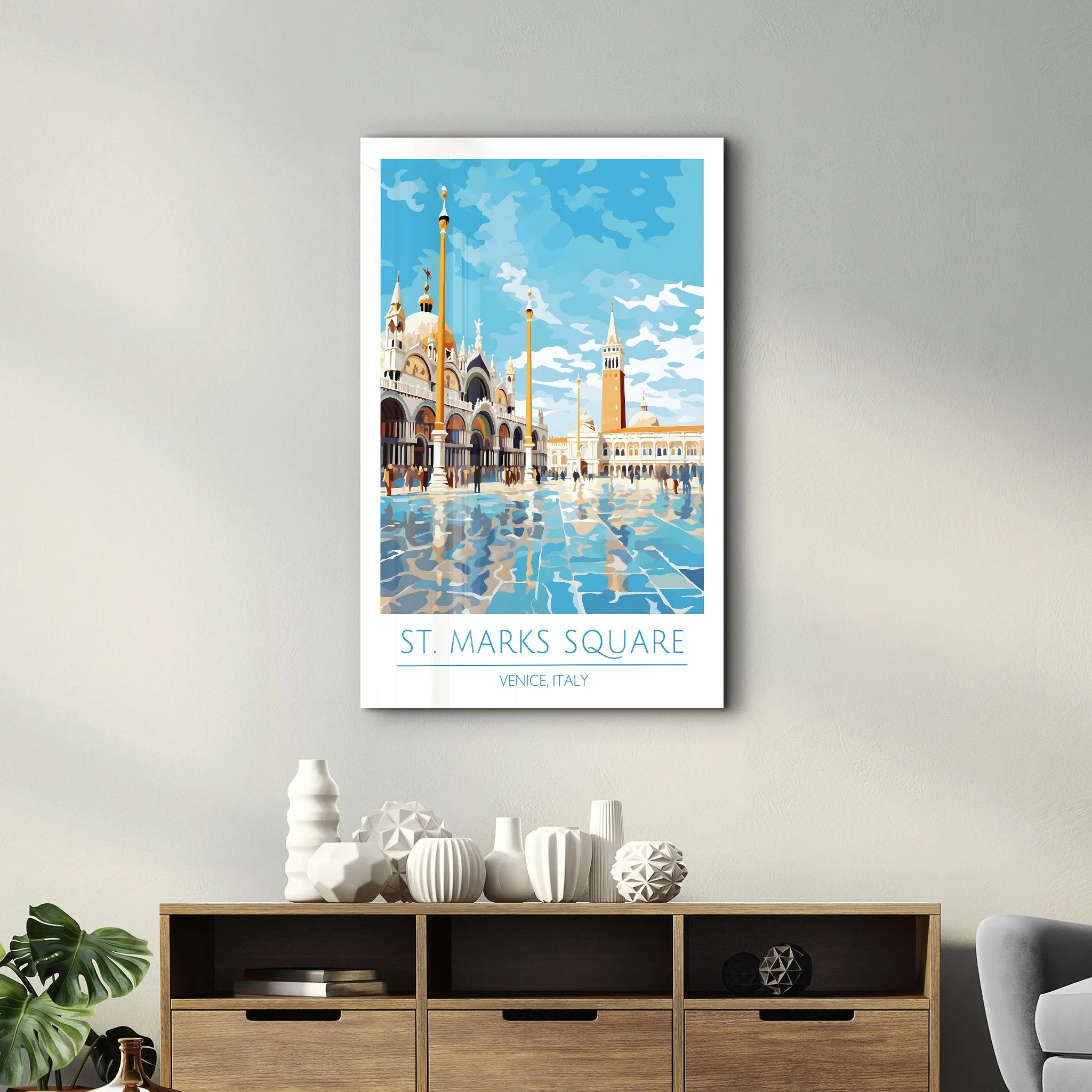 St. Marks Sqaure-Venice Italy-Travel Posters | Glass Wall Art