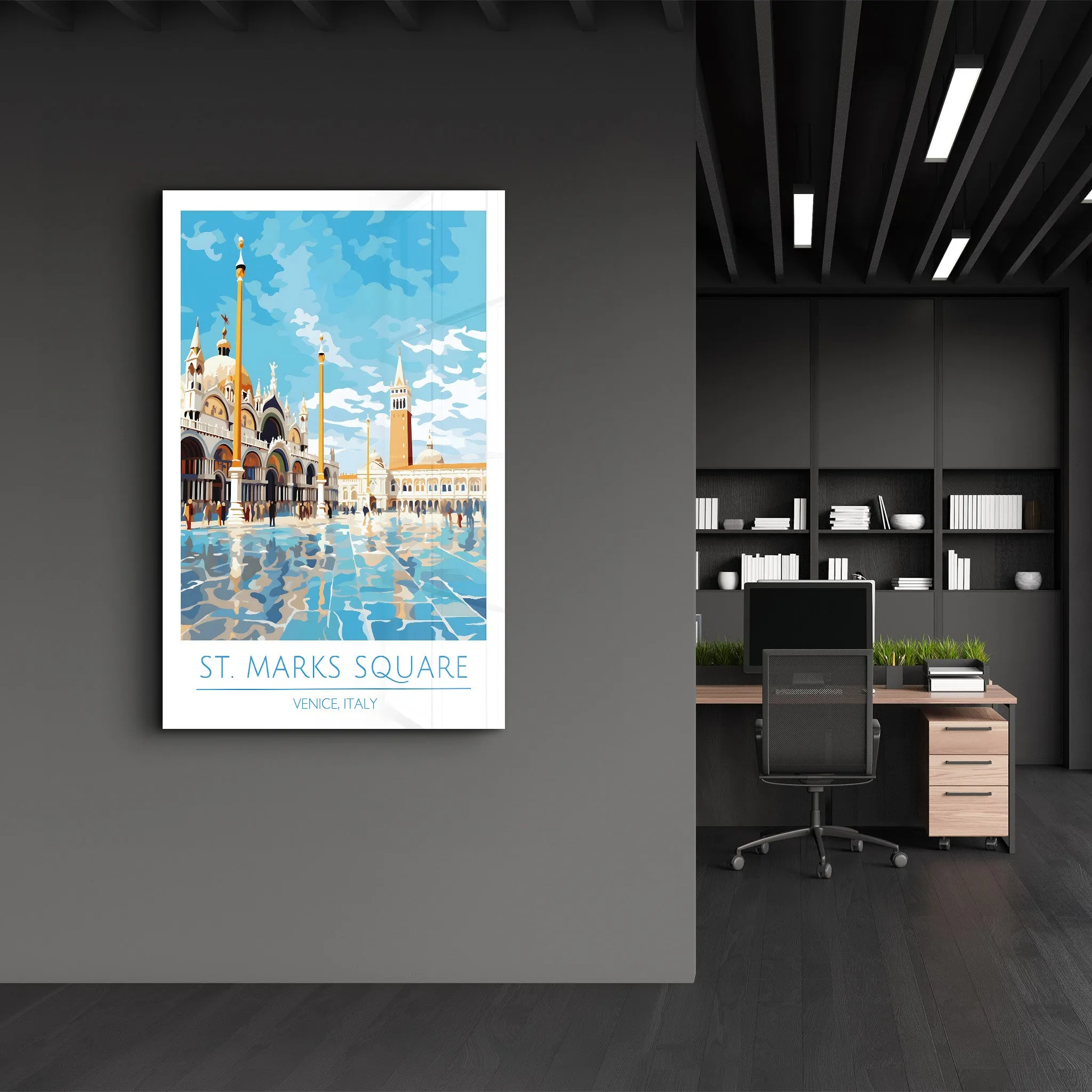 St. Marks Sqaure-Venice Italy-Travel Posters | Glass Wall Art