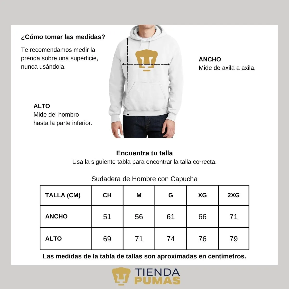 Sudadera para Hombre Hoodie Pumas UNAM Logo Dorado