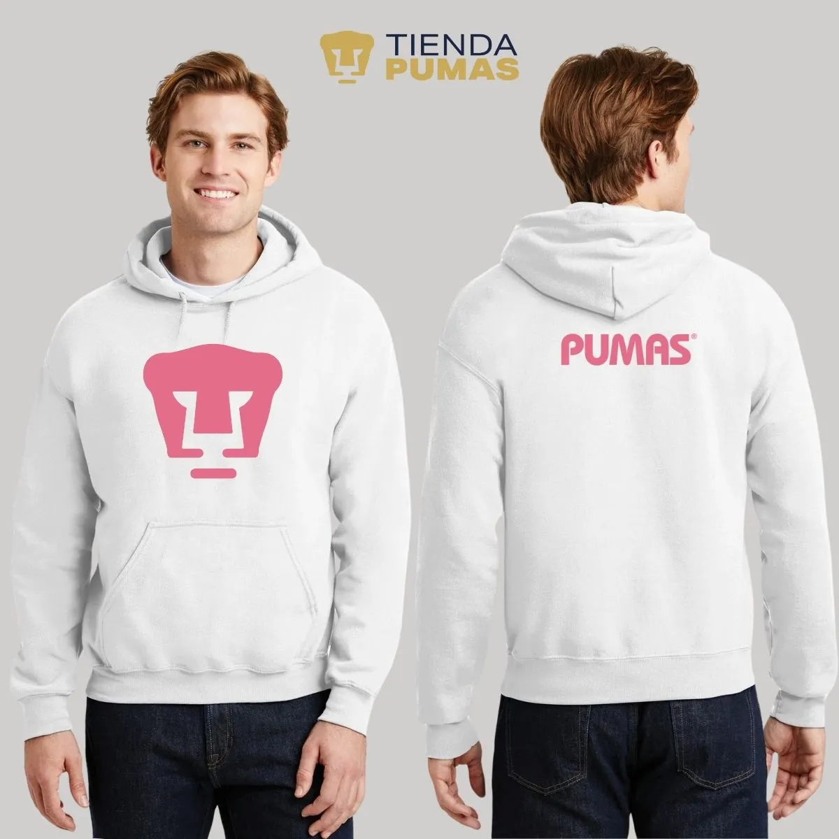 Sudadera para Hombre Hoodie Pumas UNAM Logo Rosa