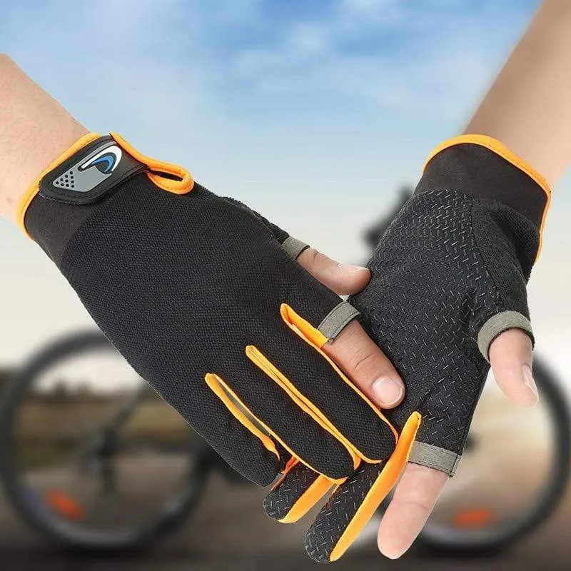 Summer Cycling Gloves Men Mesh Breathable Thin Fishing Gloves Anti Slip Half Finger Sports Bicycle Gloves