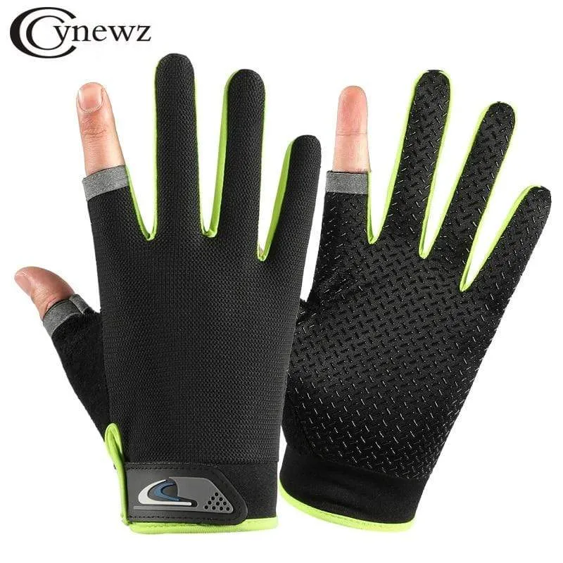 Summer Cycling Gloves Men Mesh Breathable Thin Fishing Gloves Anti Slip Half Finger Sports Bicycle Gloves